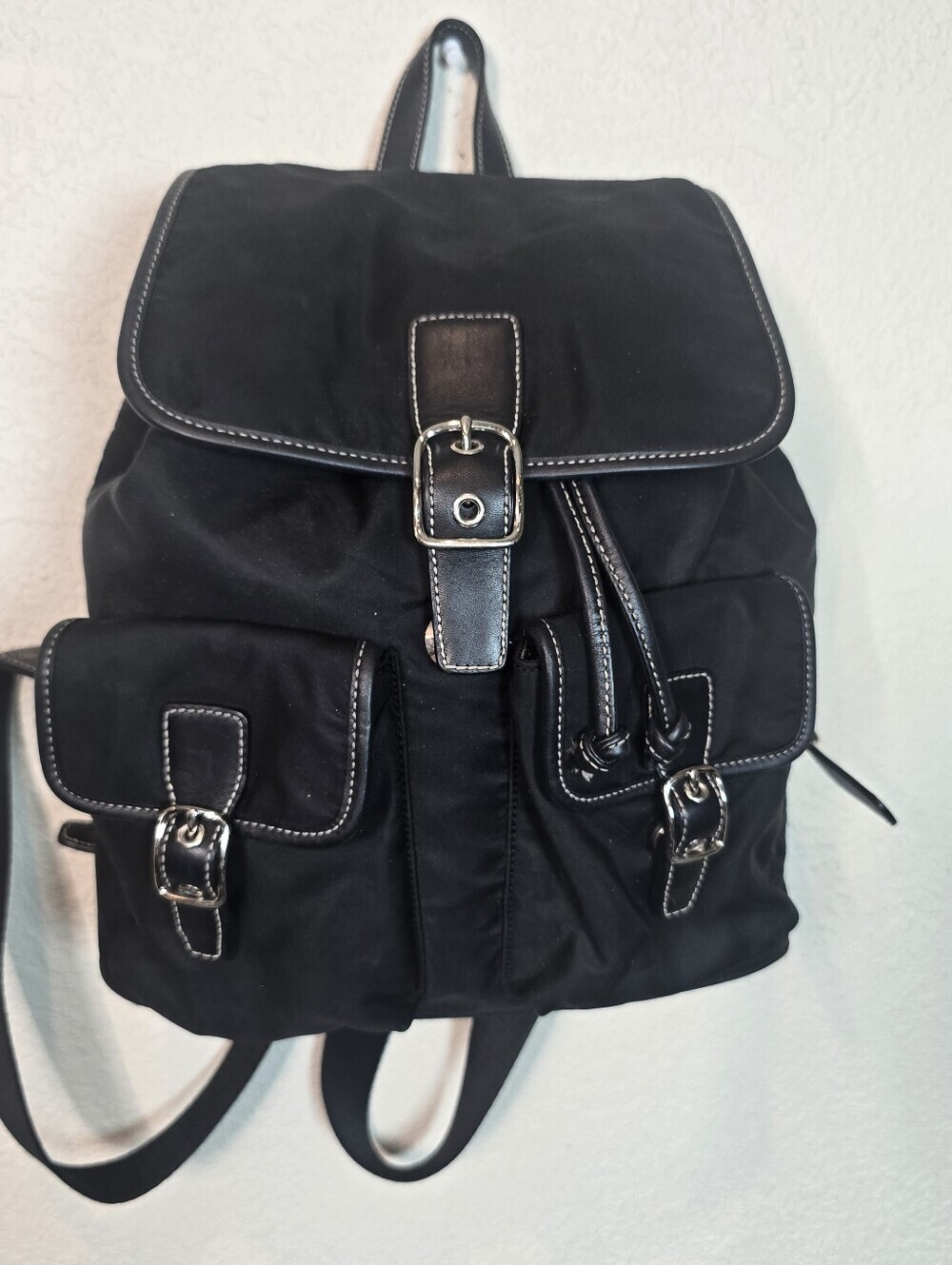 Vintage COACH Black Nylon Leather Trim Backpack Bag 4290